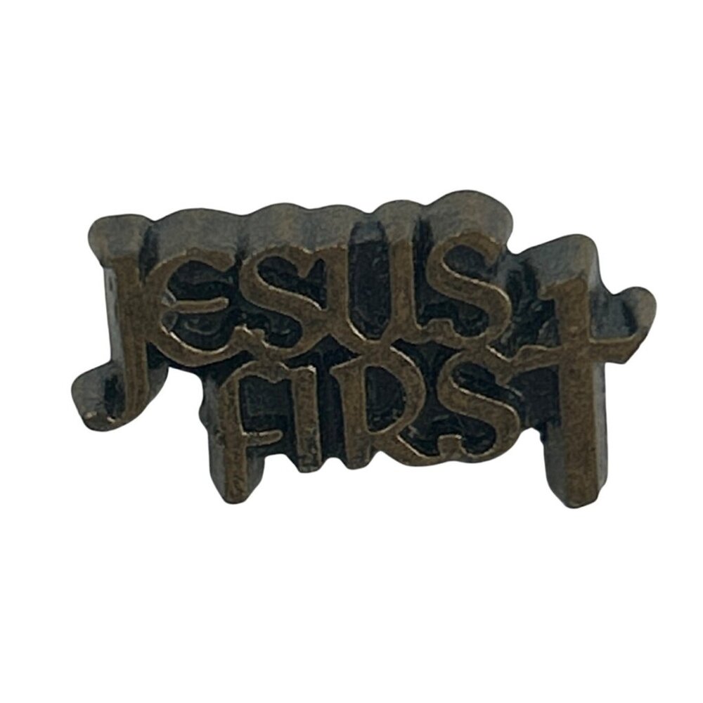 Jesus First Pinback Lapel Pin Brooch Vintage Religious Christian Faith Metal